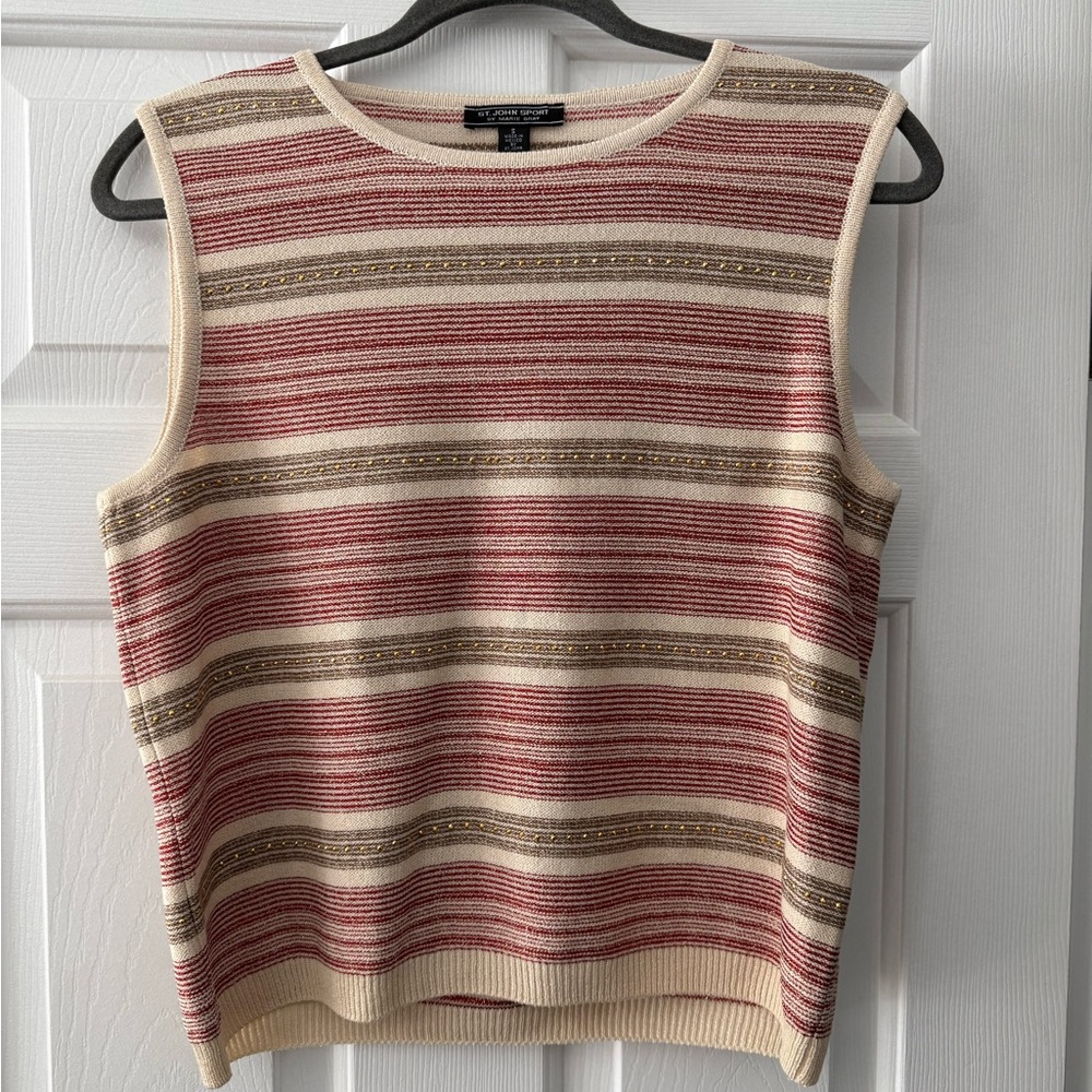 St. John Multicolor Striped Sleeveless Sweater